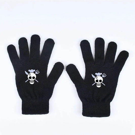 One Piece-handskar – Minimalistisk vit piratskalle