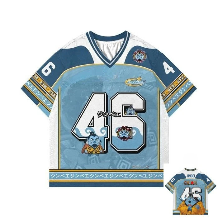 One Piece-sporttröja med Jinbe – blå sportjersey