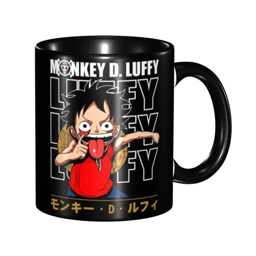 One Piece Mug - Smiling Luffy & Calligraphy Logo