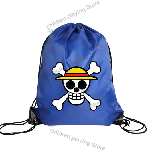 Worek ze sznurkiem One Piece – Ciemnoniebieski emblemat piratów Słomkowego Kapelusza