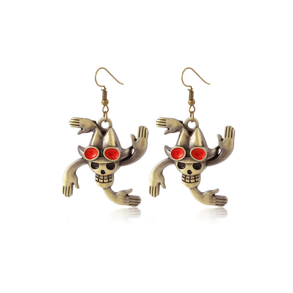 One Piece Earrings - Antique Straw Hat Skull