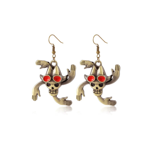 One Piece Earrings - Antique Straw Hat Skull