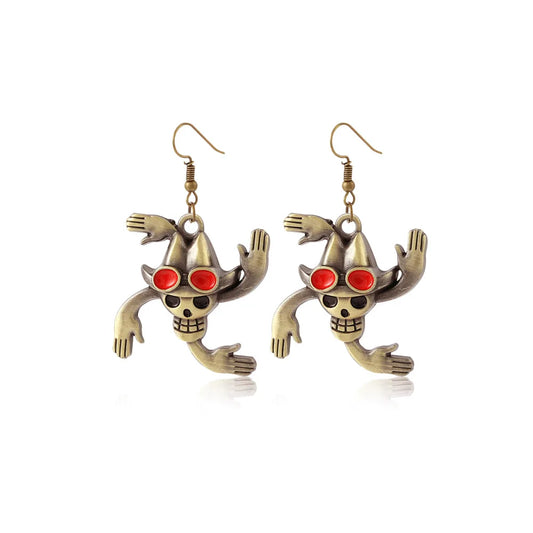 One Piece Earrings - Antique Straw Hat Skull