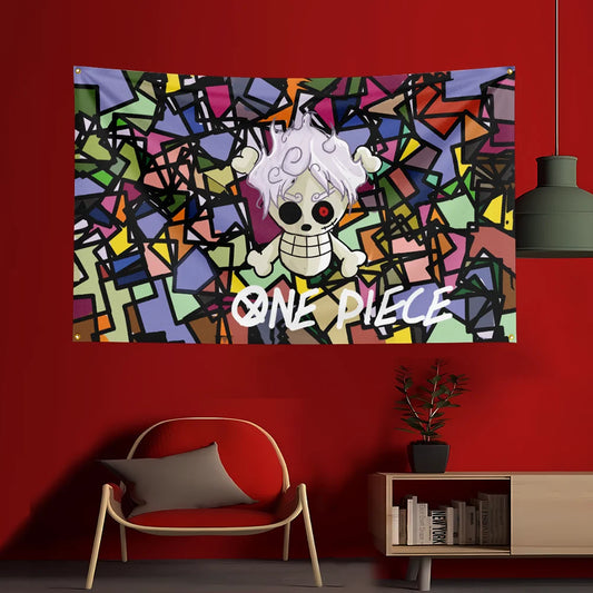 Plakat One Piece – Jolly Roger: czaszka i kwiaty (Kolorowy)