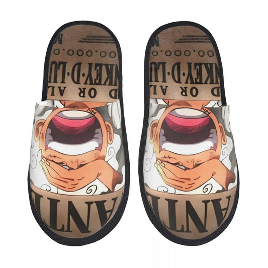 One Piece Slippers - Monkey D. Luffy Wanted Design (Beige)