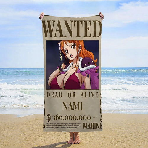 One Piece Beach Towel – Wanted Nami Bounty Poster