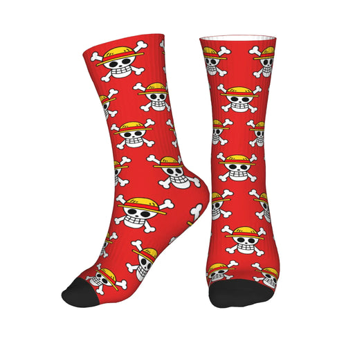 One Piece Socks - Red Skull Pattern
