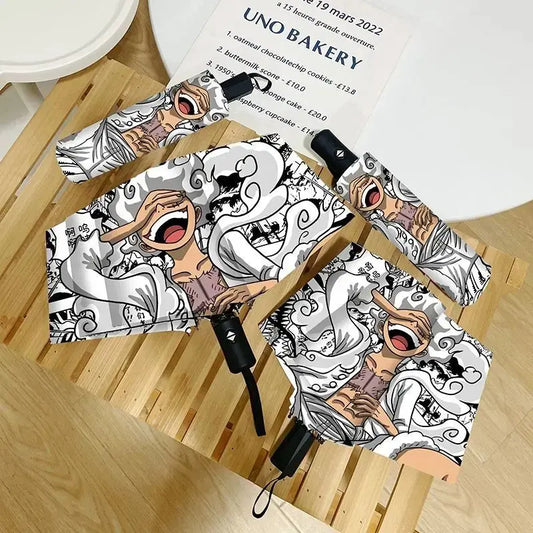 Parasol One Piece - Motyw mangowy „Wanted” (Czarno-biały)